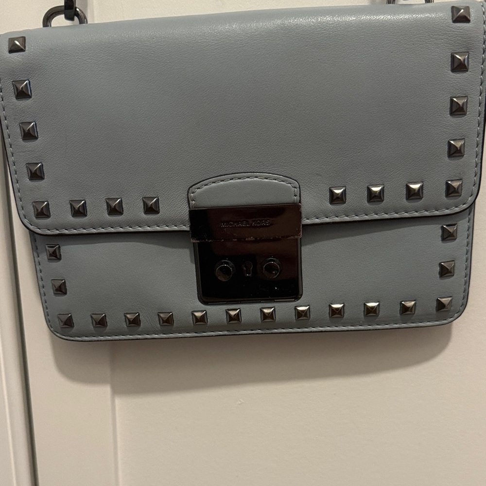 Michael Kors Light Gray Studded Crossbody Bag